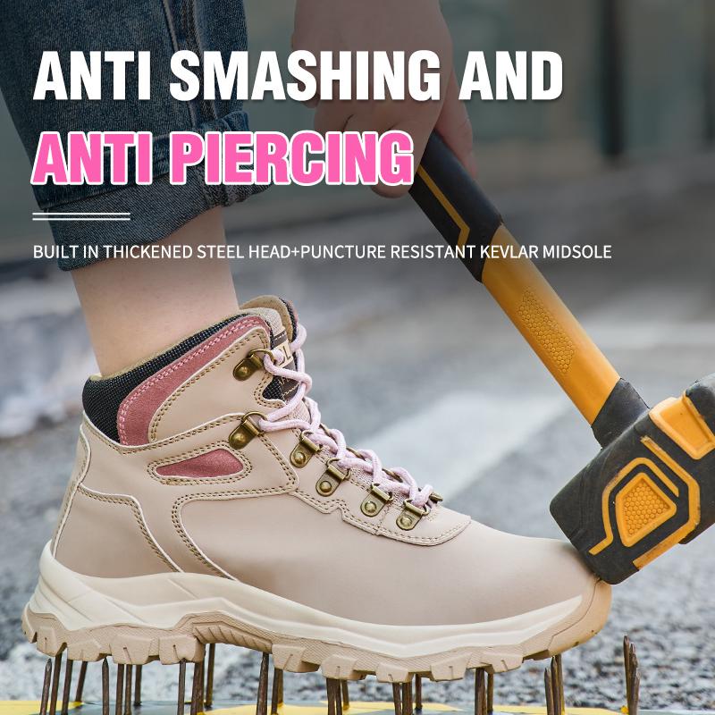 Women's Safety Shoes Steel Toe Puncture-Proof Work Shoes Non-Slip Lightweight Shoes Anti-smash Shoes for Warehouse & Logistic