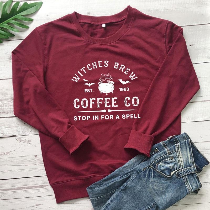 Толстовка Witches Brew Coffee Co Эстетическая Ведьма Женщина Пуловеры для питья на Хэллоуин Свитера