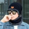 Warm Knit Cap Plus Velvet Coral Fleece Scarf Men Women Winter Hats