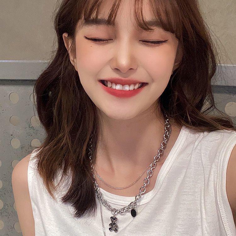 Женское двухслойное ожерелье в виде медведя: Хип-хоп, цепочка на ключицу со смайликами, легкая роскошь, нишевый дизайн, 2022.