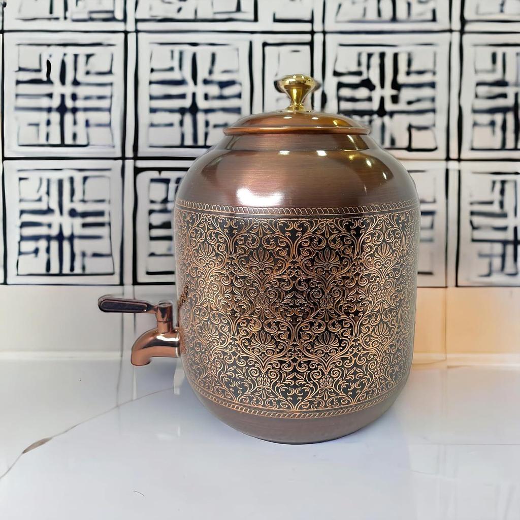 Pure Copper Dispenser Antique Itching (4 Litre)