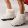 Fashion Faux Fur Warm Snow Boots Women 2024 Winter Non-Slip Thicken Plsuh Ankle Boots Woman White Round Toe Non-Slip Cotton-Padded Shoes