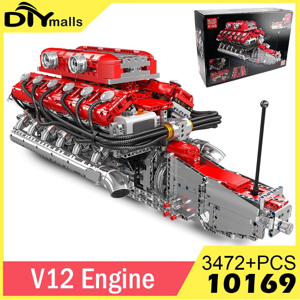 MOULD KING 10169 Модель двигателя V12 Конструктор Спортивный автомобиль 3472 детали Моторизованная сборка Головоломка Конструктор Игрушки Рождественские подарки