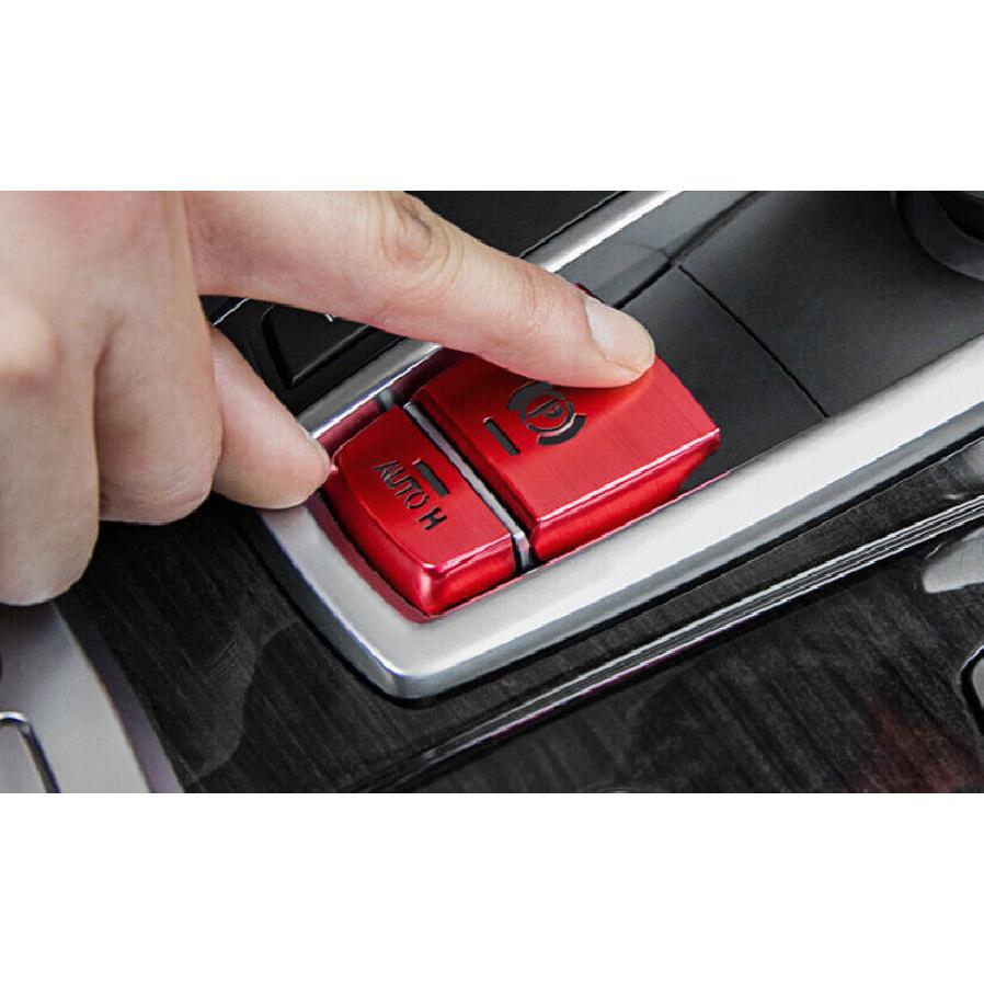 Fit For BMW X5 X6 F15 2014-2018 Red Aluminum Electronic Handbrake Cover Trim 2PC