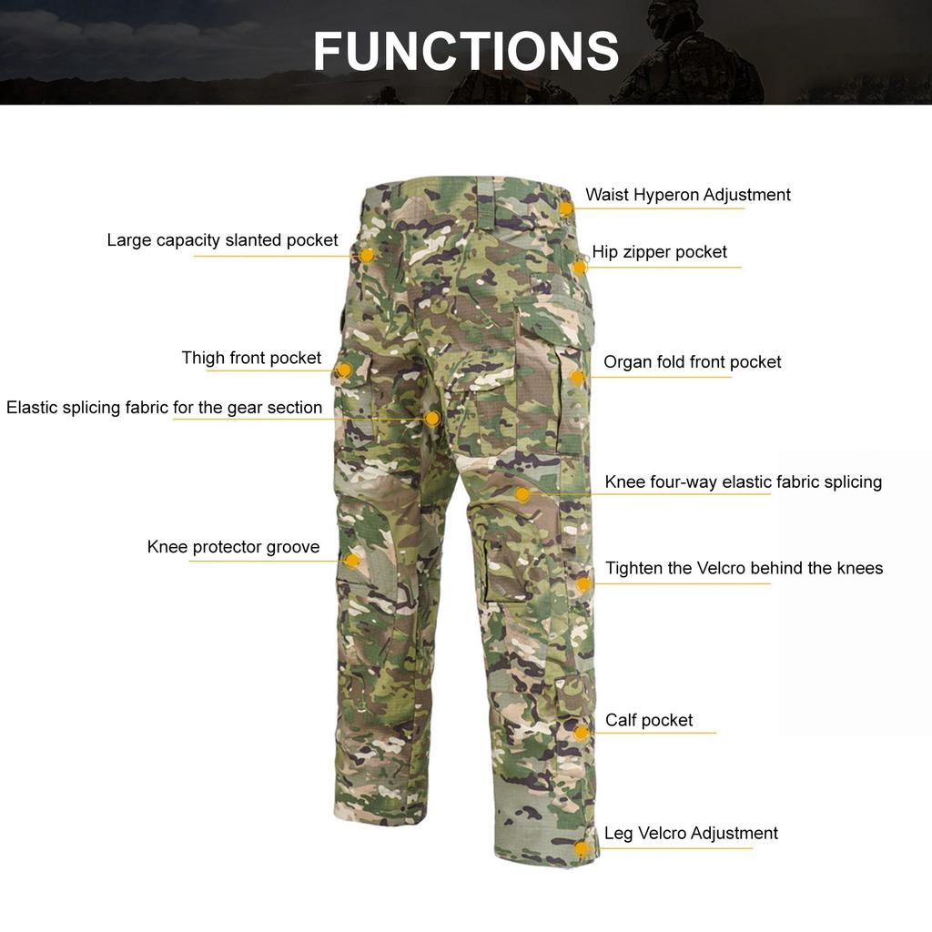 Outdoor Typo Pants Thin Breathable Men's Camouflage Pants Slim-fitting Trousers Military Fans Training Multi-bag Work Pants