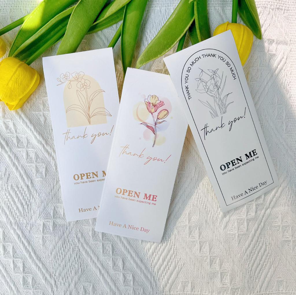 50 листов/упаковка, цветочные наклейки, минималистичные, печатные украшения, прямоугольные, наклейки для запечатывания, наклейки для запечатывания подарочных коробок, самоклеящиеся этикетки