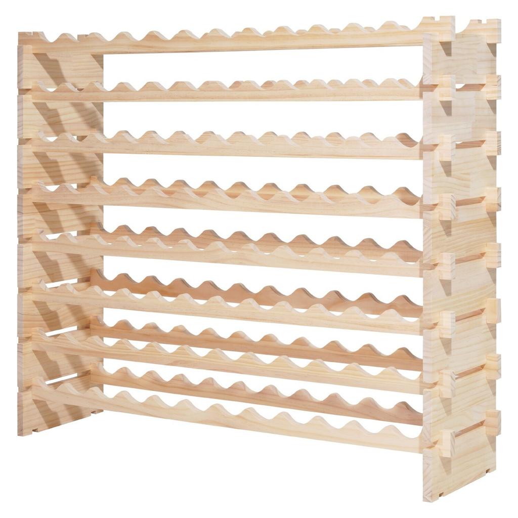 96 Bottle Stackable Modular Wine Rack, 8-Tier Wine Bottle Holder,Solid Wood Floor Freestanding Wine Storage Rack For Pinot Noir bottles,For Kitchen,