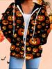Хэллоуин Кардиган с капюшоном 3D-принт Большой размер Осень Зима Ретро