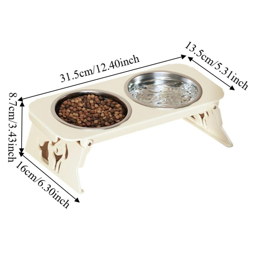 Foldable Raised Pet Feeder Removable Dog Double Bowl Cat Basin Elevated Cat Bowl  Dog Feeding