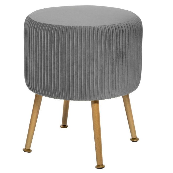 Solaro Atmosphera Pleated Velvet Stool - Grey