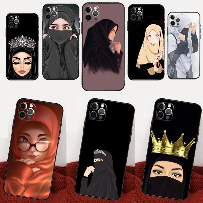 Islamic Hijab Girl Queen Phone Case For iPhone 16 15 14 13 11 12 17 Pro Max mini 15 16 Plus 16e 17 Air Cover Fundas