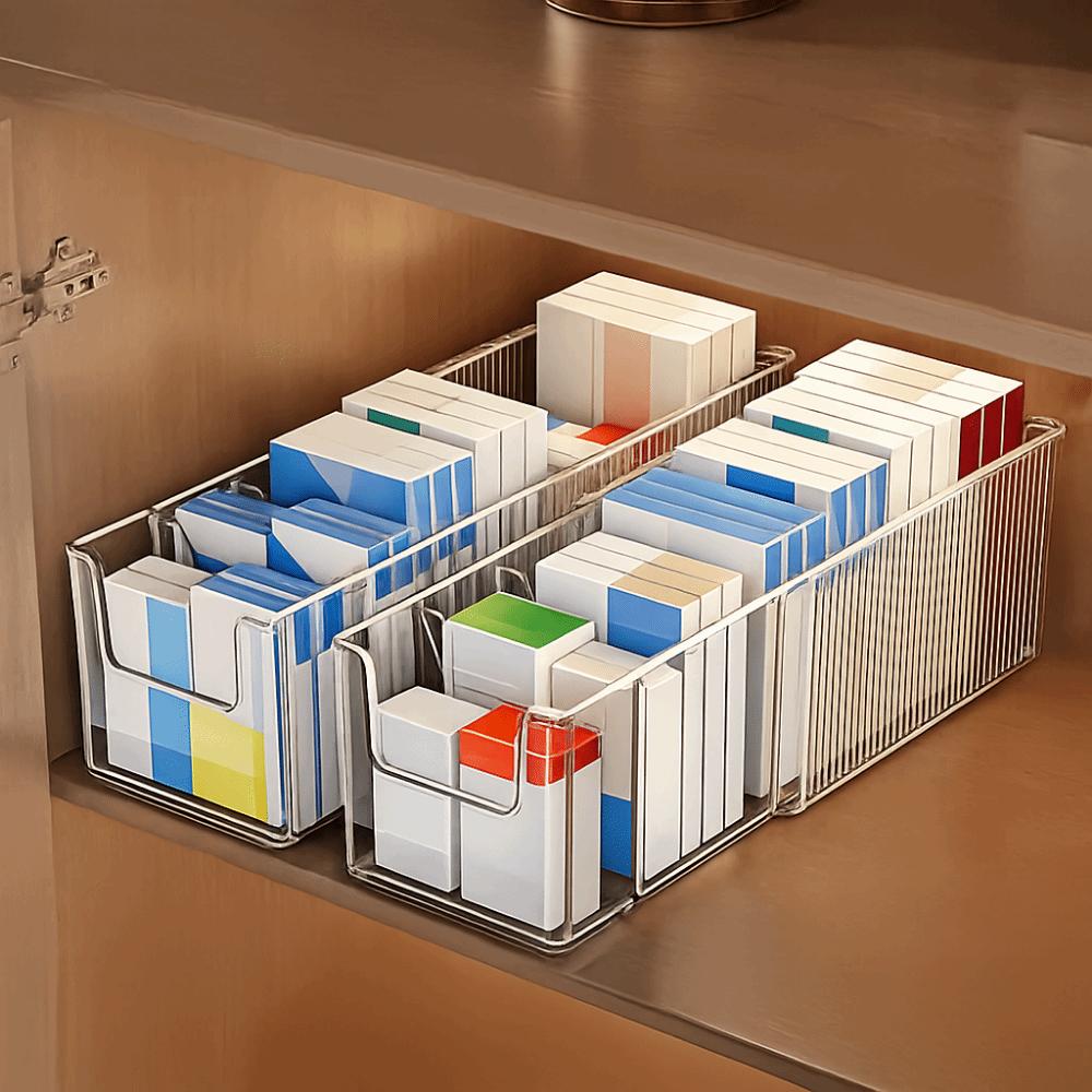 Plastic Adjustable Drawer Organizer Large Capacity Spice Storage Box for Kitchen
