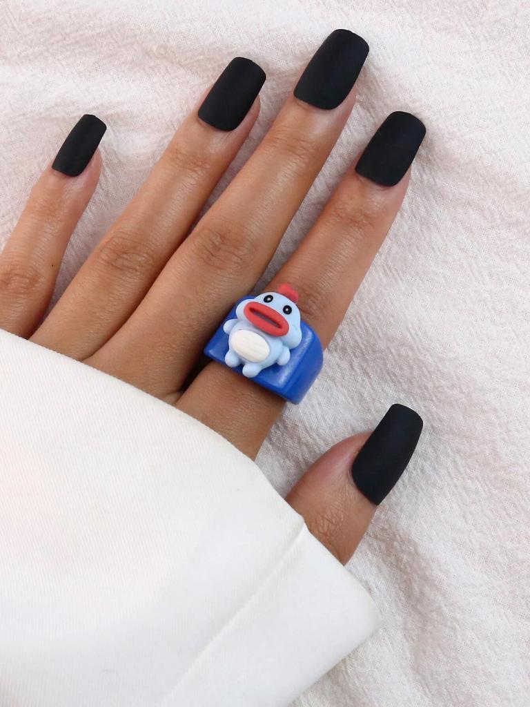 Кольцо с фруктами из мультфильма, женское модное корейское кольцо с милыми животными из смолы, набор акриловых колец, подарок на Рождество, день рождения, ювелирные изделия для девочек