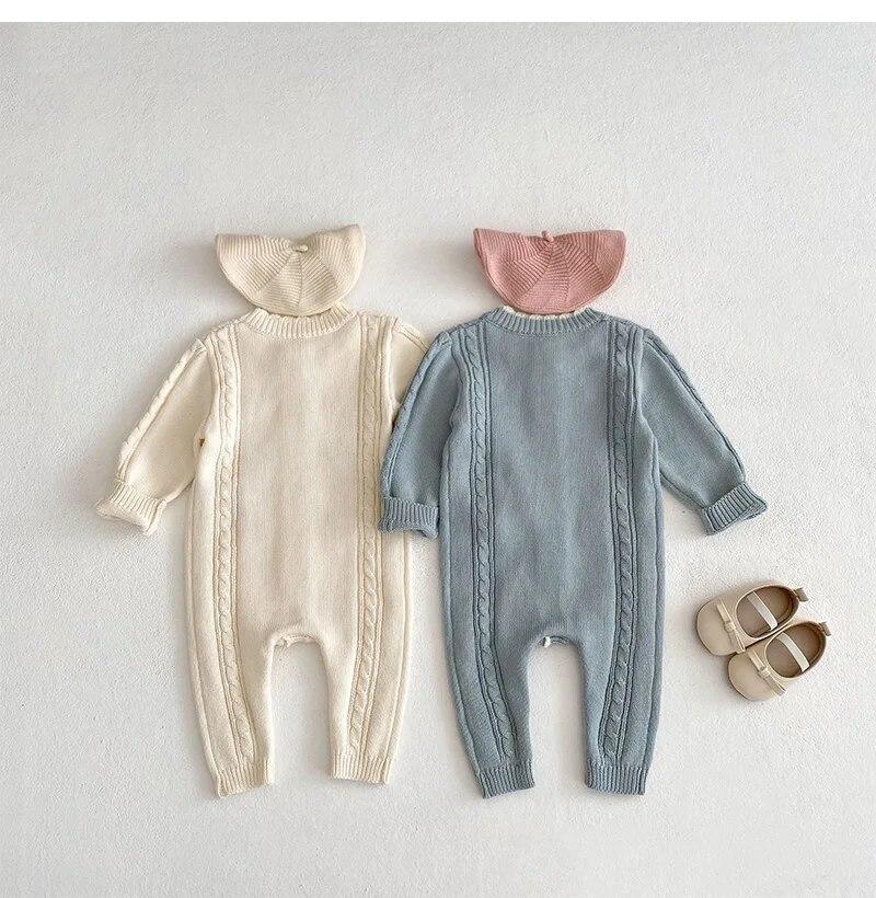 Детская хлопковая одежда, весенний вязаный детский комбинезон, милый комбинезон с цветочным принтом для девочек, винтажная вязаная одежда для новорожденных, комбинезон для новорожденных