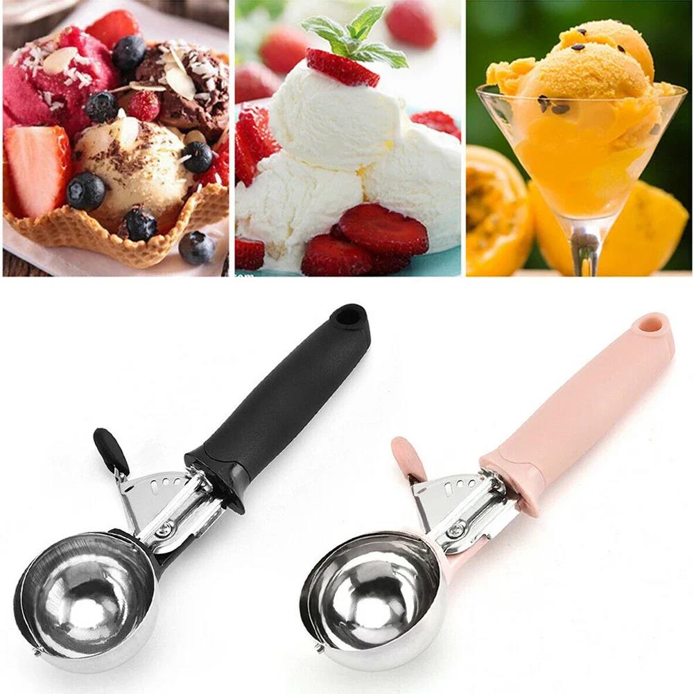 Stainless Steel Ice Cream Spoon Cookie Scoop Melon Fruit Baller Ice Ball Maker Anti-Freeze Handle For Gelatos Yogurt Sundaes 4
