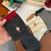 Female Spring New Lovely Embroidered Striped Snowman Christmas Wool Mid Tube Socks