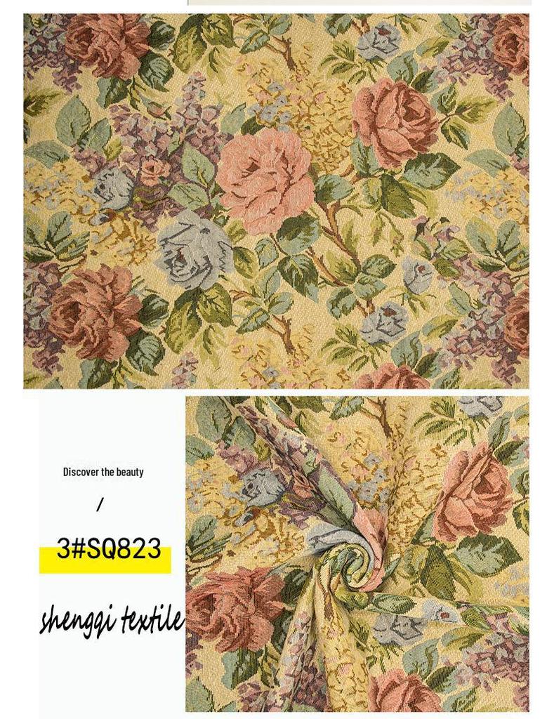 250G Ткань жаккардовая полиэстер-хлопок с цветочным узором в этническом стиле