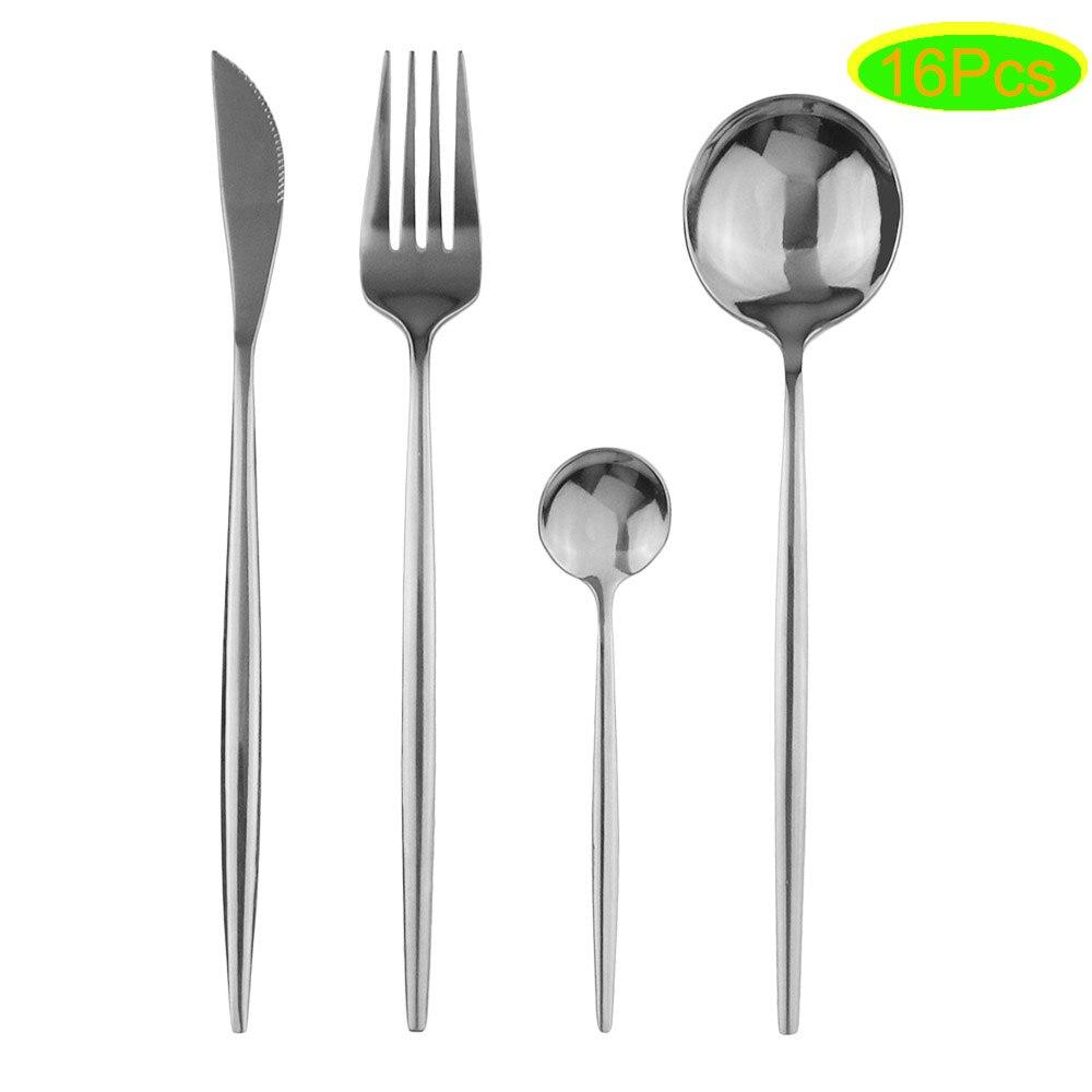 16 шт. черный набор столовых приборов 18/0 набор столовой посуды из нержавеющей стали кухонный золотой набор посуды нож вилка ложка столовые приборы