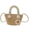 2025 Summer New Rainbow Portable Bucket Bag Woven Bag Going Out Travel Bag Fashionable Foreign Style Shoulder Oblique Span Bag