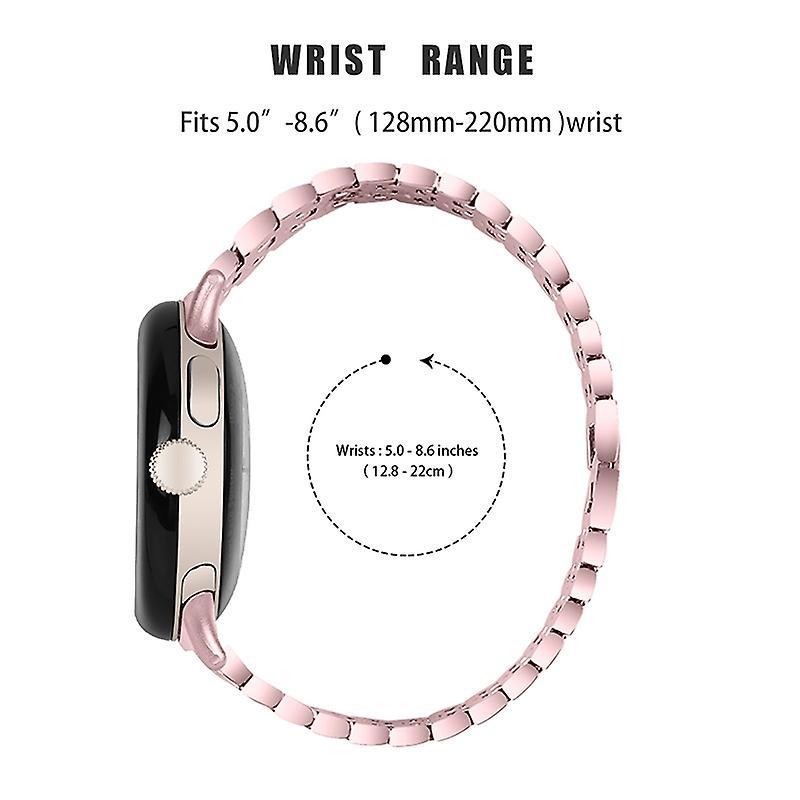 For Google Pixel Watch 2/Pixel Watch Metal Rhinestone Decor Replacement Watch Strap Wrist Band Pink