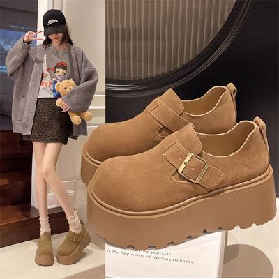 Кожаные туфли-маффины на высокой подошве, ретро женские весенние новые туфли-лодочки