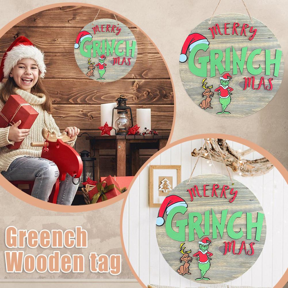 Рождественский приветственный дверной знак, зеленый деревянный венок для входной двери, стены, крыльца, внутреннего и наружного декора