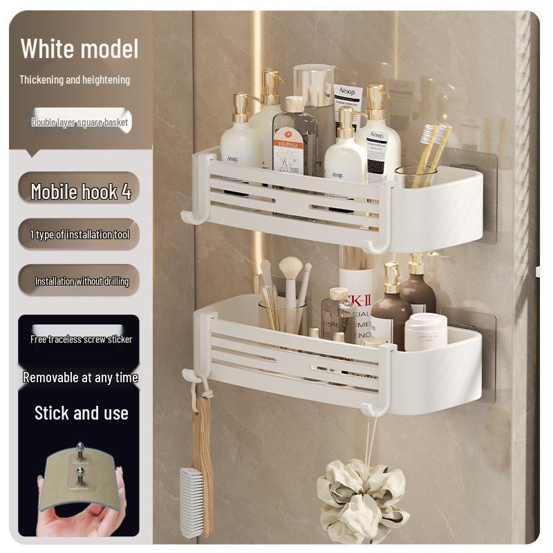 Gunmetal Punch-Free Space Aluminum Corner Bathroom Shelf