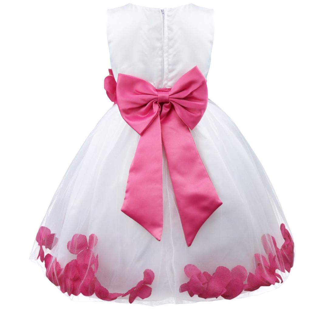 Детское праздничное платье без рукавов из тюля с лепестками цветов для девочек и большим бантом, свадебное платье подружки невесты