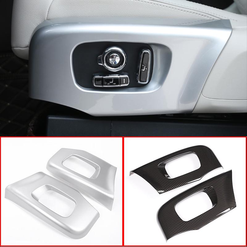2 Pcs Carbon Fiber ABS Chrome Seat Frame Trim Cover For Land Rover Discovery 5 For Land Rover Range Rover Velar RR