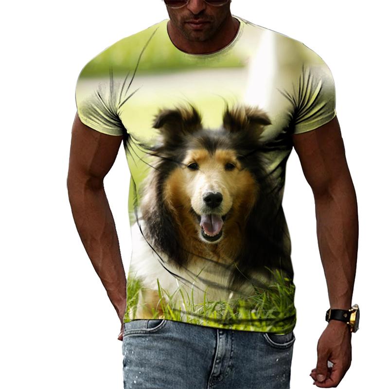 Interesting Animal Dog Graphic T Shirts For Men Summer Fashion Casual Personality Creative Design Street Style 3D Print Tees Top