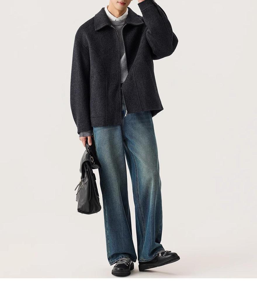 Мужское двустороннее шерстяное пальто с лацканами в итальянском винтажном стиле