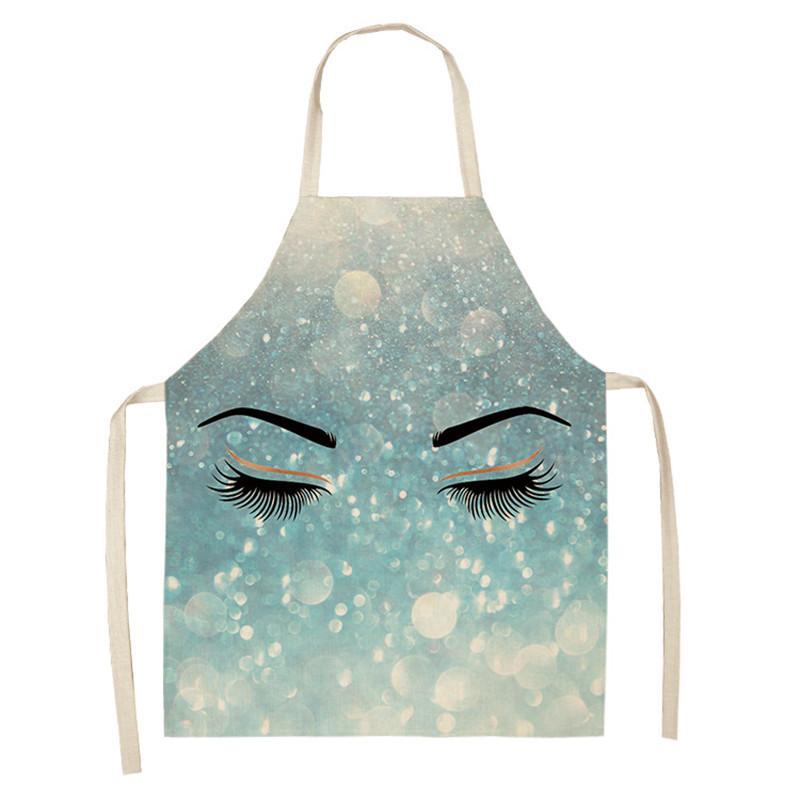 Eyebrow Style Men Women Home Tablier Enfant Cleaning Tools Apron With Pockets Eyelash Pattern Sleeveless Cotton Linen Aprons