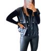 High Quality Side Drawstring Cool Stylish Women Fashion Faux Leather Motorcycle Vest For Dialy Wear Jacket