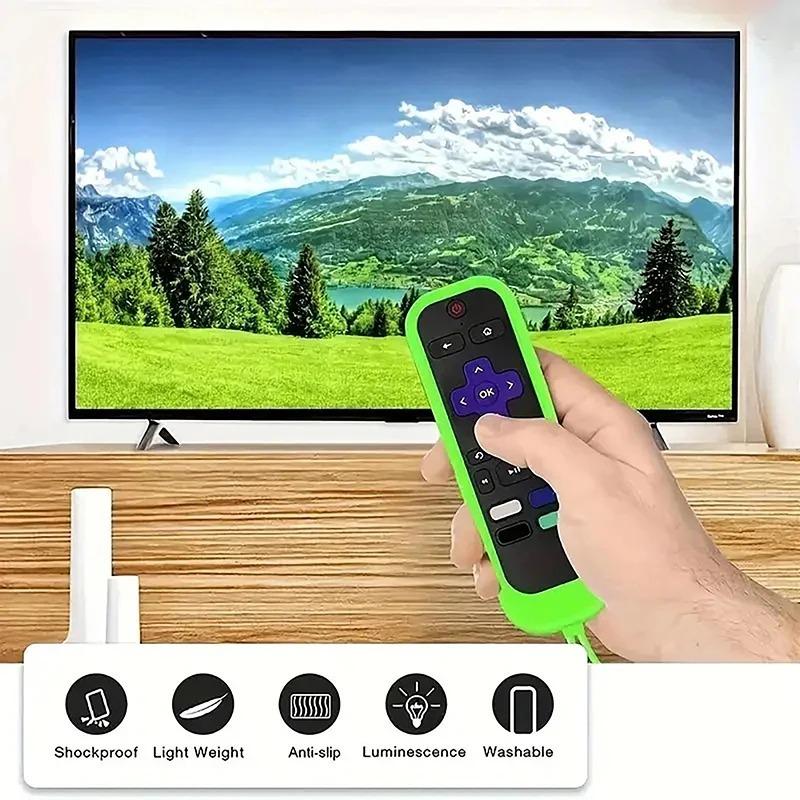 2 шт. Светящийся в темноте силиконовый универсальный чехол для пульта дистанционного управления, чехол для пульта дистанционного управления со шнурком, совместимый с пультом дистанционного управления TCL Hisense Roku TV
