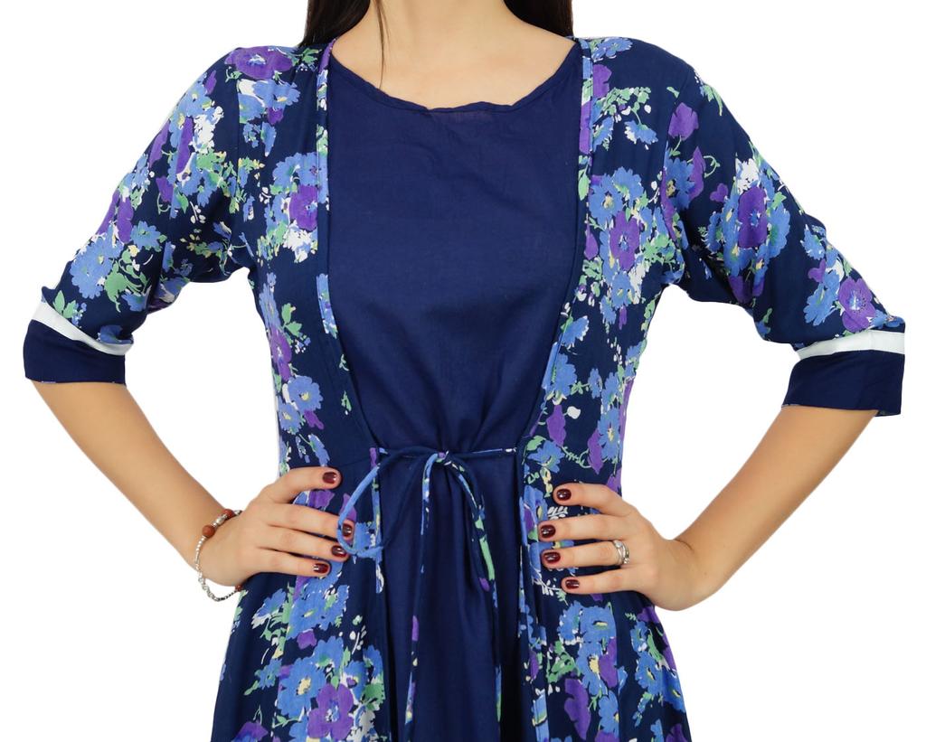 Bimba Эксклюзивная 2-х предметная печатная курти длинная курта индийская одежда бохо шик