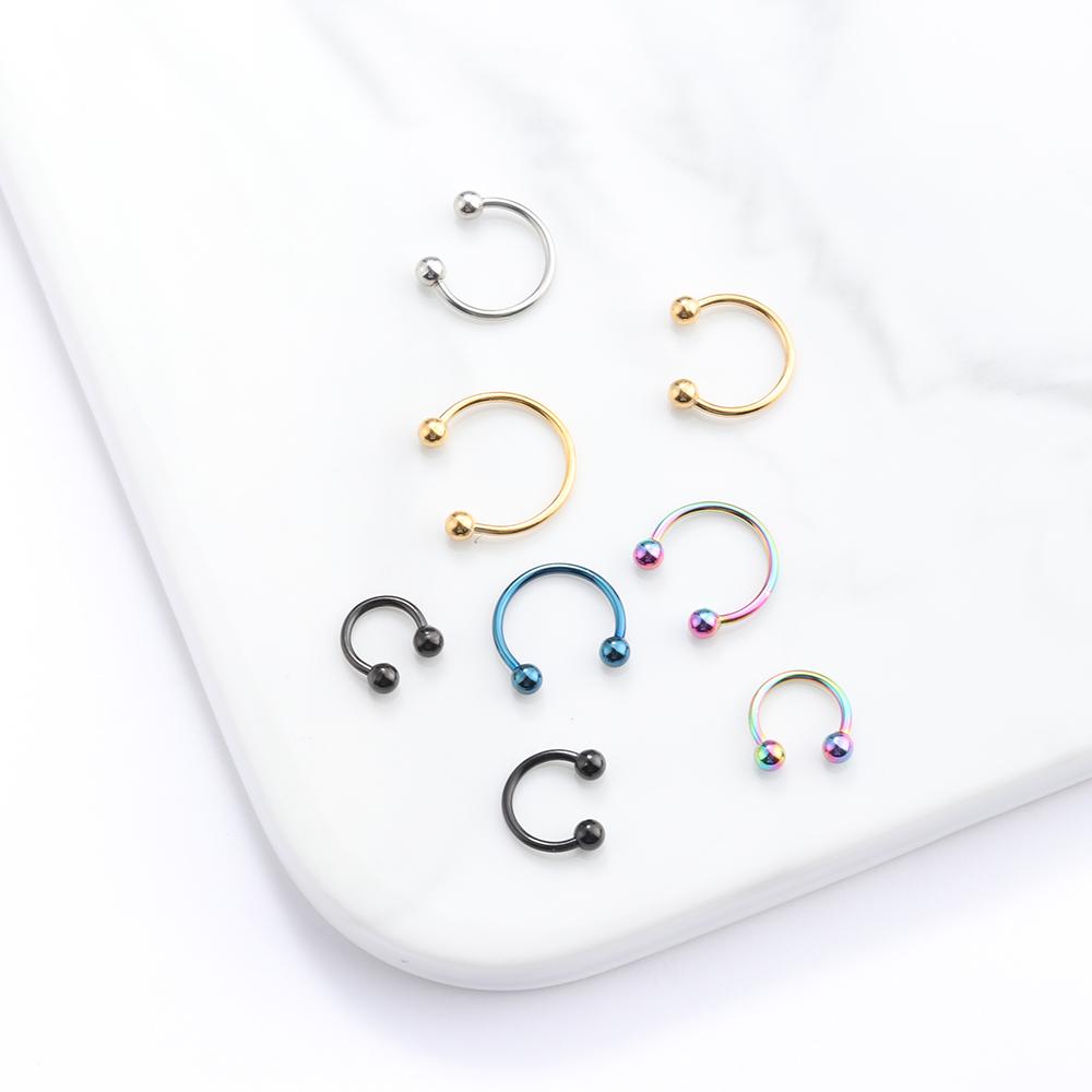 Женщины Мужчины 16 калибра подковы пирсинг носа перегородка кольцо губы соска бровь мочки кольца хип-хоп