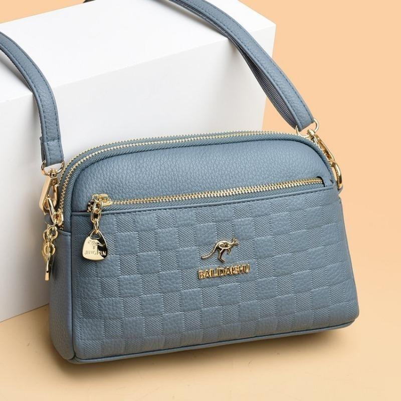 Аутентичная женская сумка, новинка 2024 года, модная повседневная сумка для мамы из мягкой кожи среднего возраста, сумка на одно плечо, упрощенная диагональная сумка, маленькая квадратная сумка