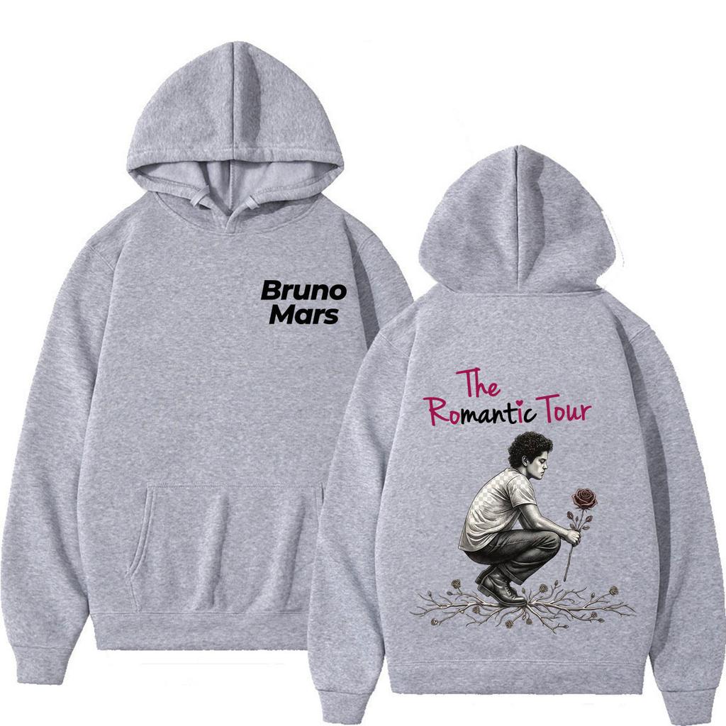 Bruno Mars The Romantic Tour Print Hoodie Man Woman Fashion Sweatshirts Autumn and Winter Loose Pullover