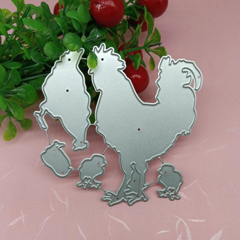 Петух, курица и цыпленок, дизайн, металлический трафарет для резки DIY, альбом для скрапбукинга, фототиснение, бумажная карта, ремесленный декор