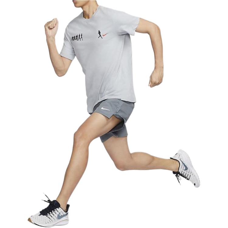 Nike Футболки Мужские Серый Белый Круглый Вырез Умеренный Прямой Крой FV8393-077