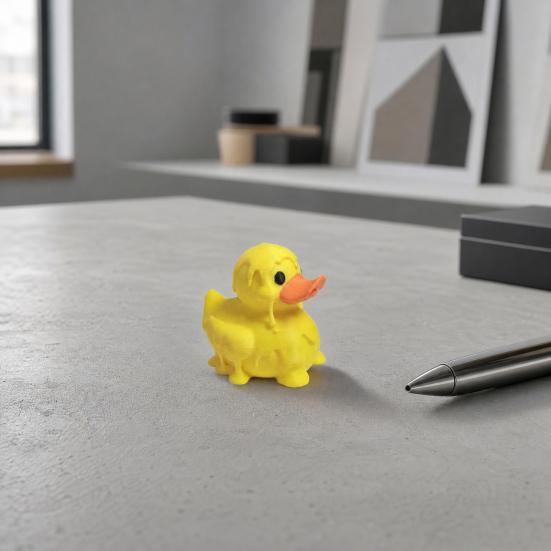3D-печатная фигурка тающего желтого утенка Милый забавный настольный декор Ярко-желтый Мини