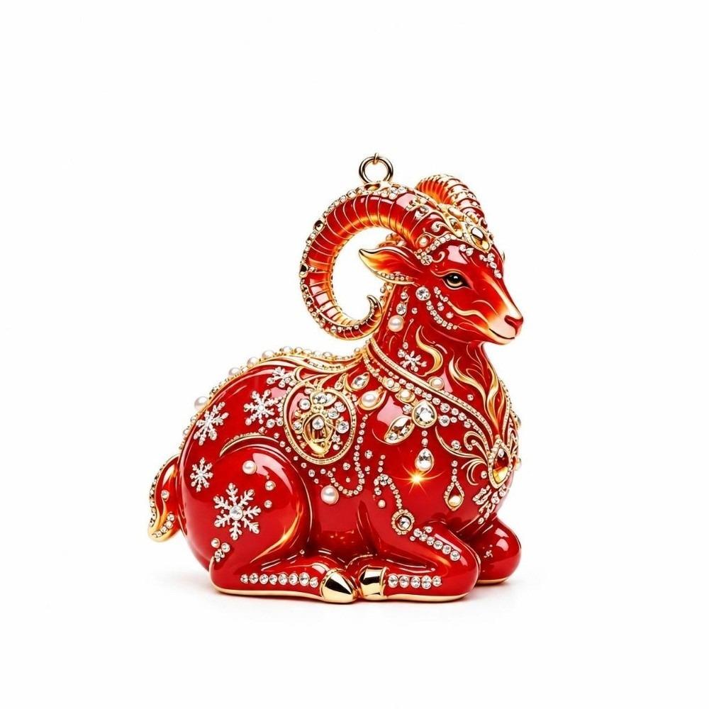 Shining Xmas Tree Sheep Hanging Ornaments 2027 Year of The Sheep Keychain Holiday Party Decor