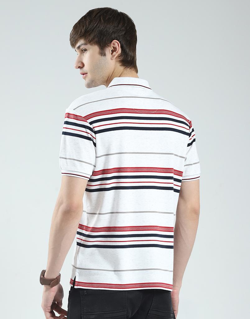MONTE CARLO Men's Regular Fit Striped Half Sleeve Polo T-Shirt