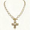 Punk Ins Style Metal OT Clasp Chain Heart Cross Pendant Necklace Women