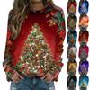 Women's Fashion Casual Long Sleeve Christmas Printed Neck Sweatshirt Top