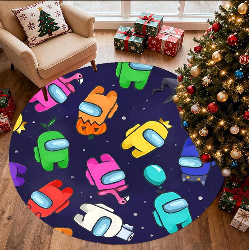 Among Us Pattern Round Rug, Indoor/Outdoor Mat, for Picnic, Gameroom, Bedroom, Office, Living Room, Home Decor Carpet, Birthday Gift