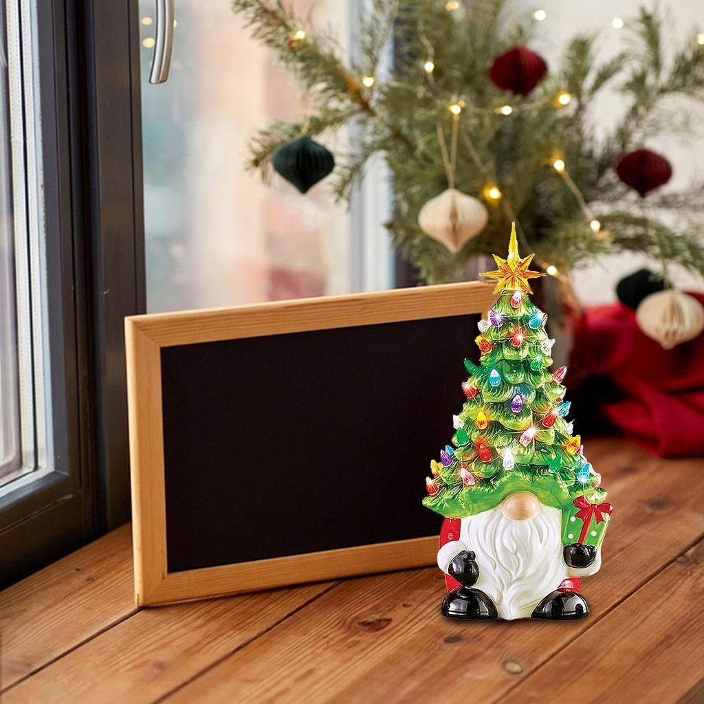 Рождественская елка из смолы, изысканная светящаяся керамическая рождественская елка в виде гнома с цветной подсветкой для украшения дома на Рождество