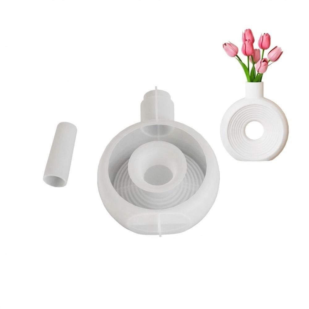 Hollow Out Silicone Vase Mold Oval Stripe Gypsum Mold Decorative Flower Pot Mold  DIY Crafts