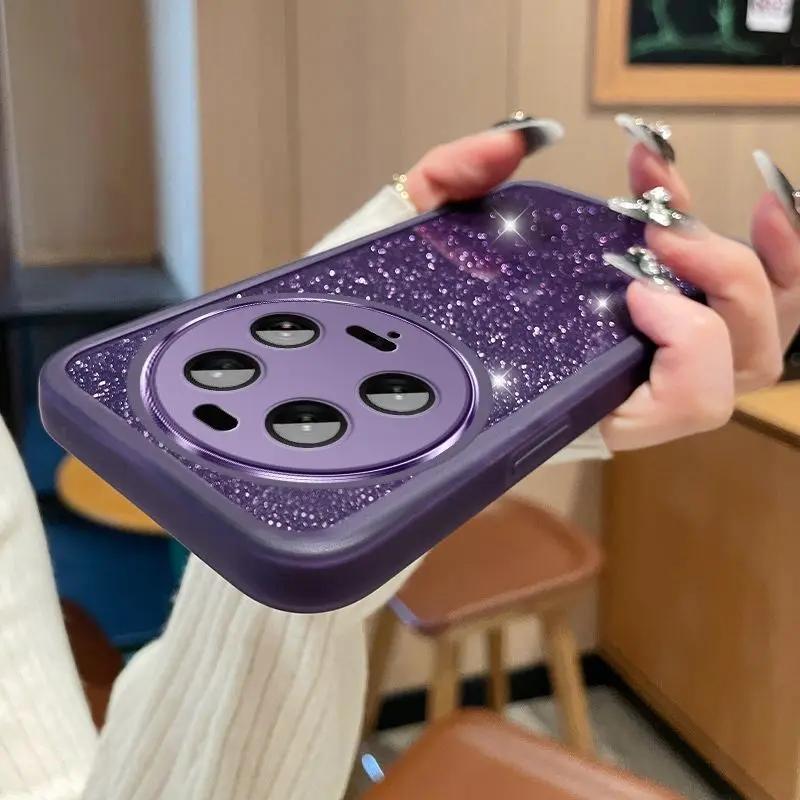 Блестящий защитный чехол для объектива камеры с блестками для Xiaomi 15 Ultra, мягкий силиконовый чехол для телефона Xiaomi 14 Ultra 14T Pro