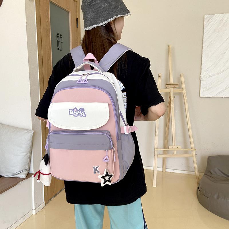 Модный рюкзак с цветными блоками для студентов колледжа. Рюкзак большой вместимости